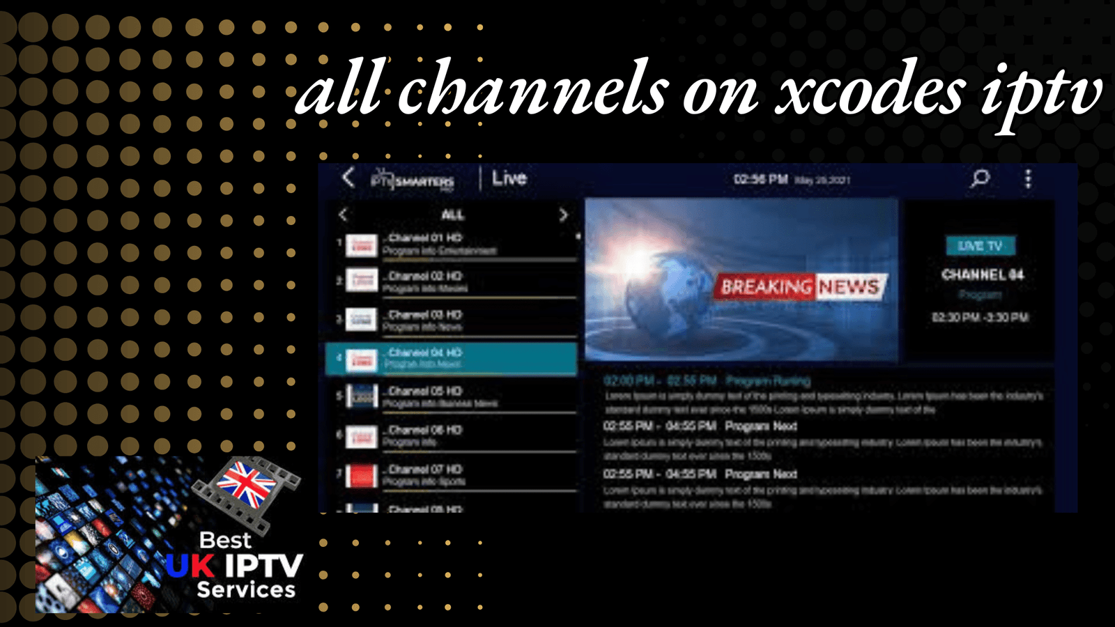 all channels on xcodes iptv